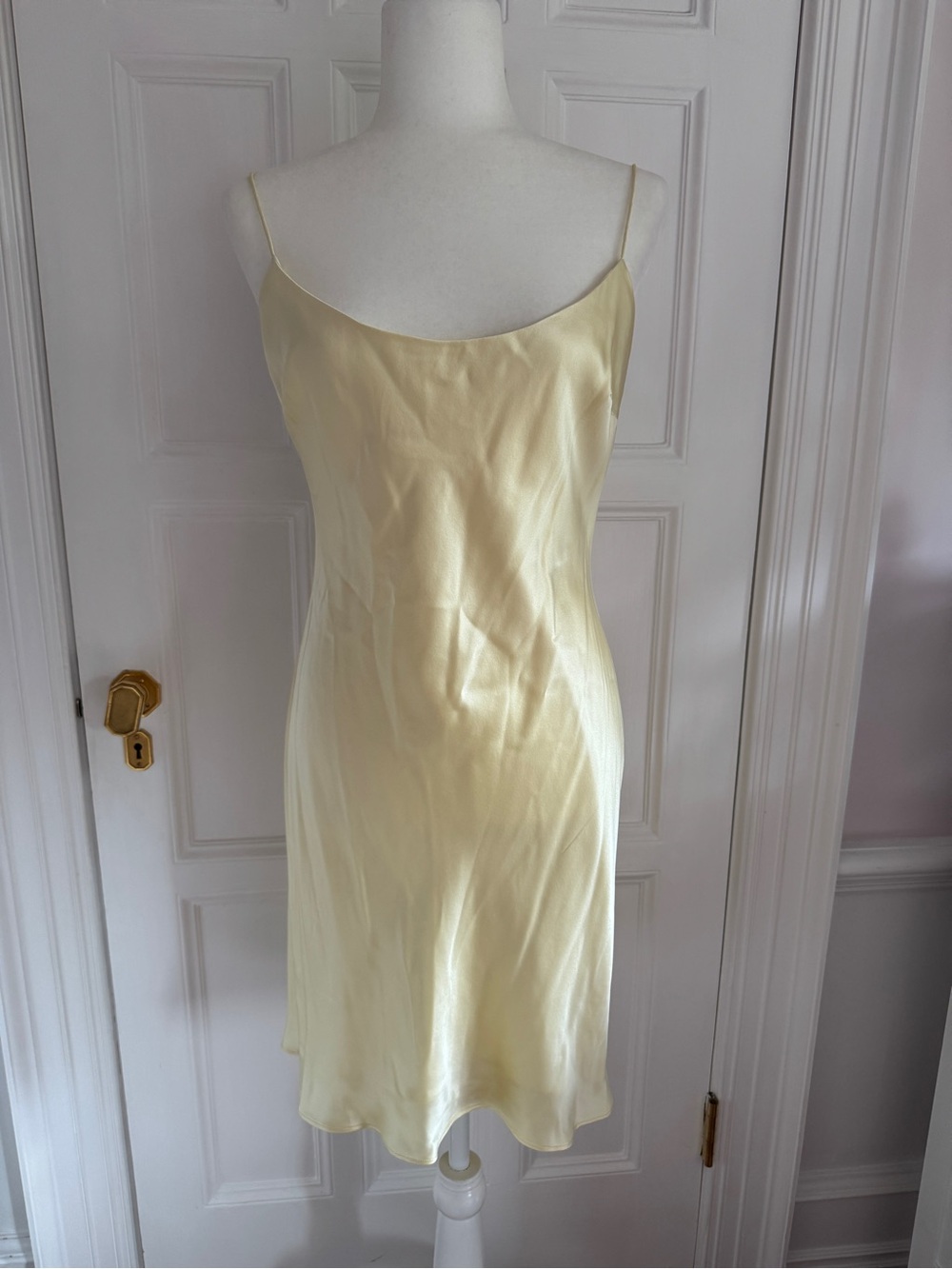 Michael Lo Sordo Pale Yellow Satin Slip Dress